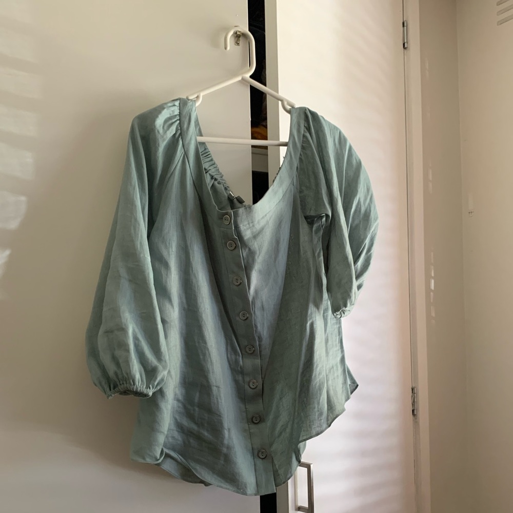Forever New Off The Shoulder Top In light Green Size 16 Women’s - Picture 2 of 4